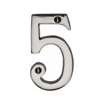 M Marcus Heritage Brass Numeral 5 - Face Fix 76mm Traditional font